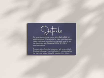 Sapphire Wedding Invitations Enclosure Cards | Pack of 10 | A6