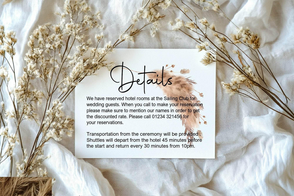 Boho Wedding Invitations Enclosure Cards | Pack of 10 | A6 - Larosier Prints
