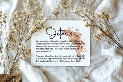 Boho Wedding Invitations Enclosure Cards | Pack of 10 | A6
