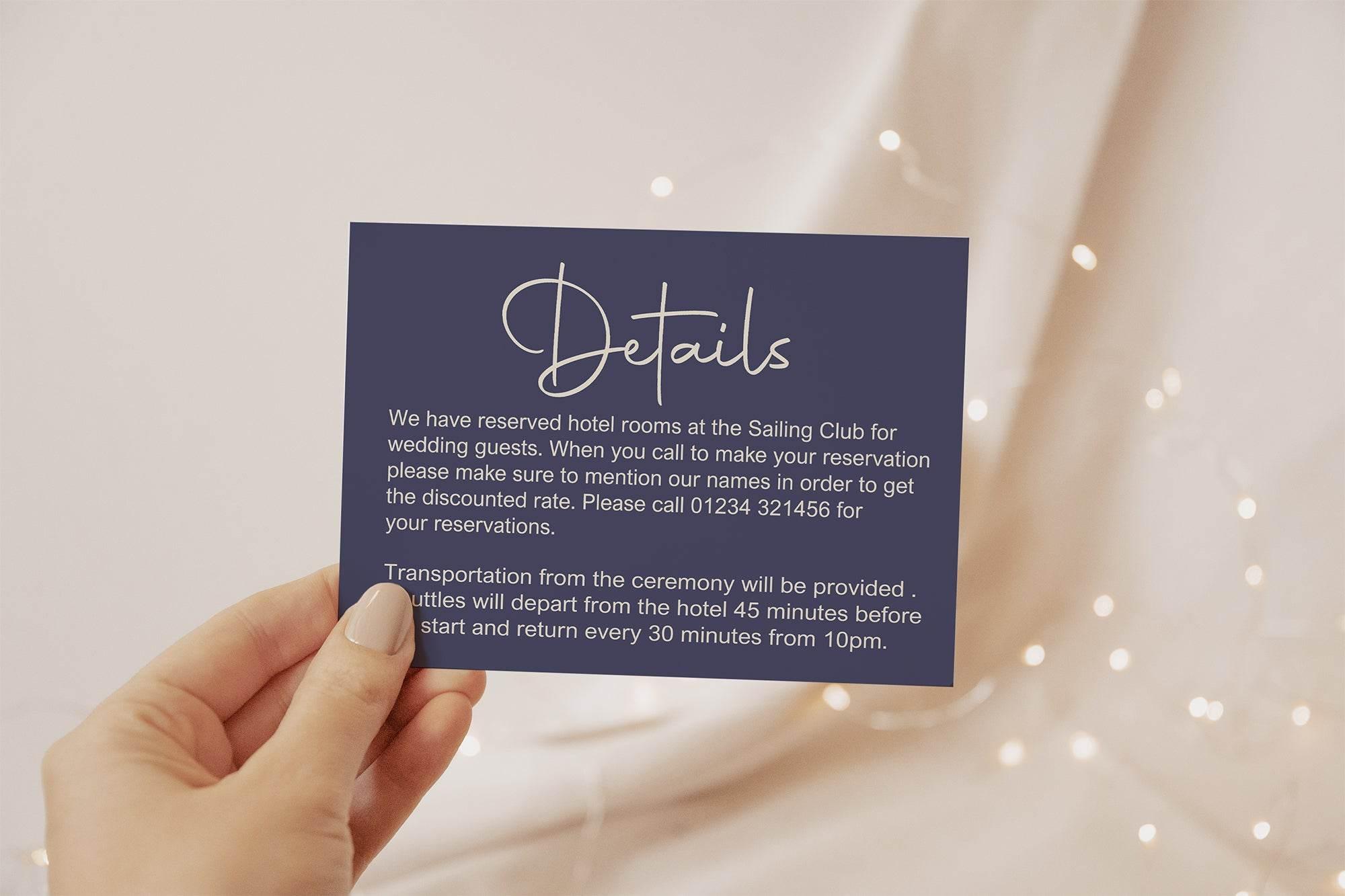 Sapphire Wedding Invitations Enclosure Cards | Pack of 10 | A6 - Larosier Prints