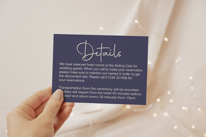 Sapphire Wedding Invitations Enclosure Cards | Pack of 10 | A6