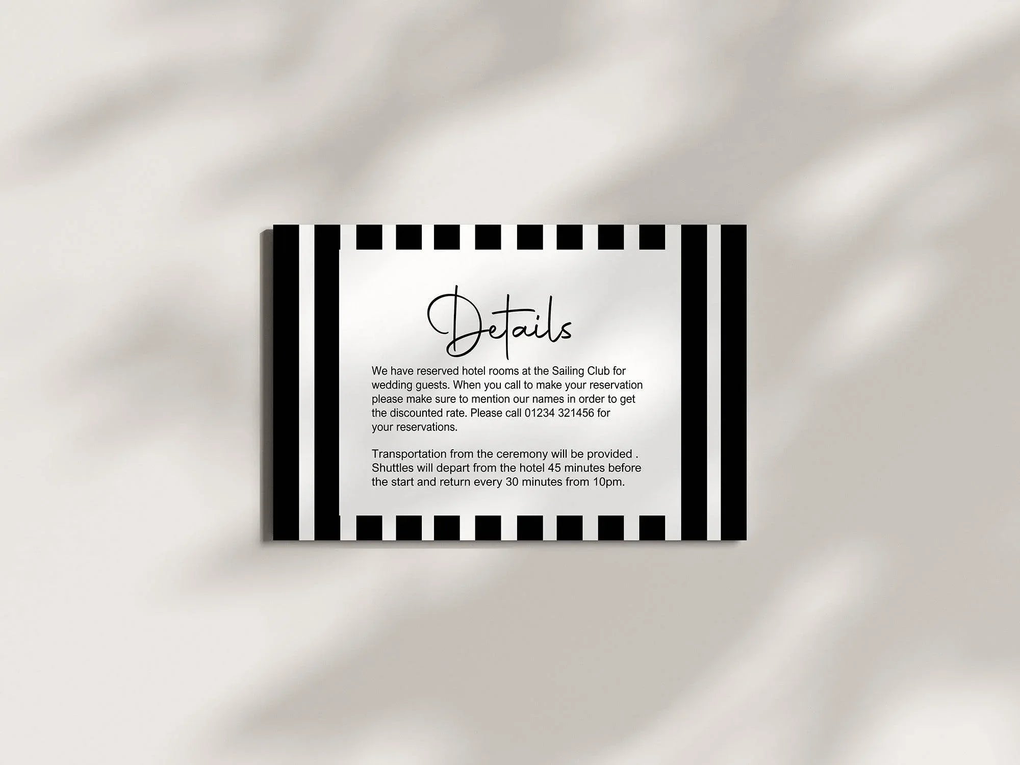 Black & White Stripe Wedding Invitations Enclosure Cards | Pack of 10 | A6 - Larosier Prints