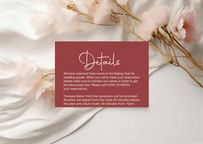 Rosewood Wedding Invitations Enclosure Cards | Pack of 10 | A6