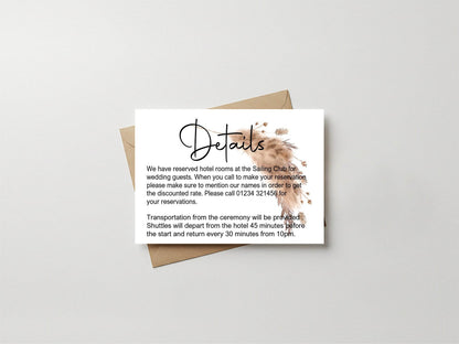 Boho Wedding Invitations Enclosure Cards | Pack of 10 | A6