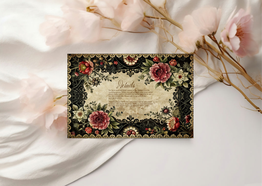 Gothic Floral Wedding Invitation Suite Bundle