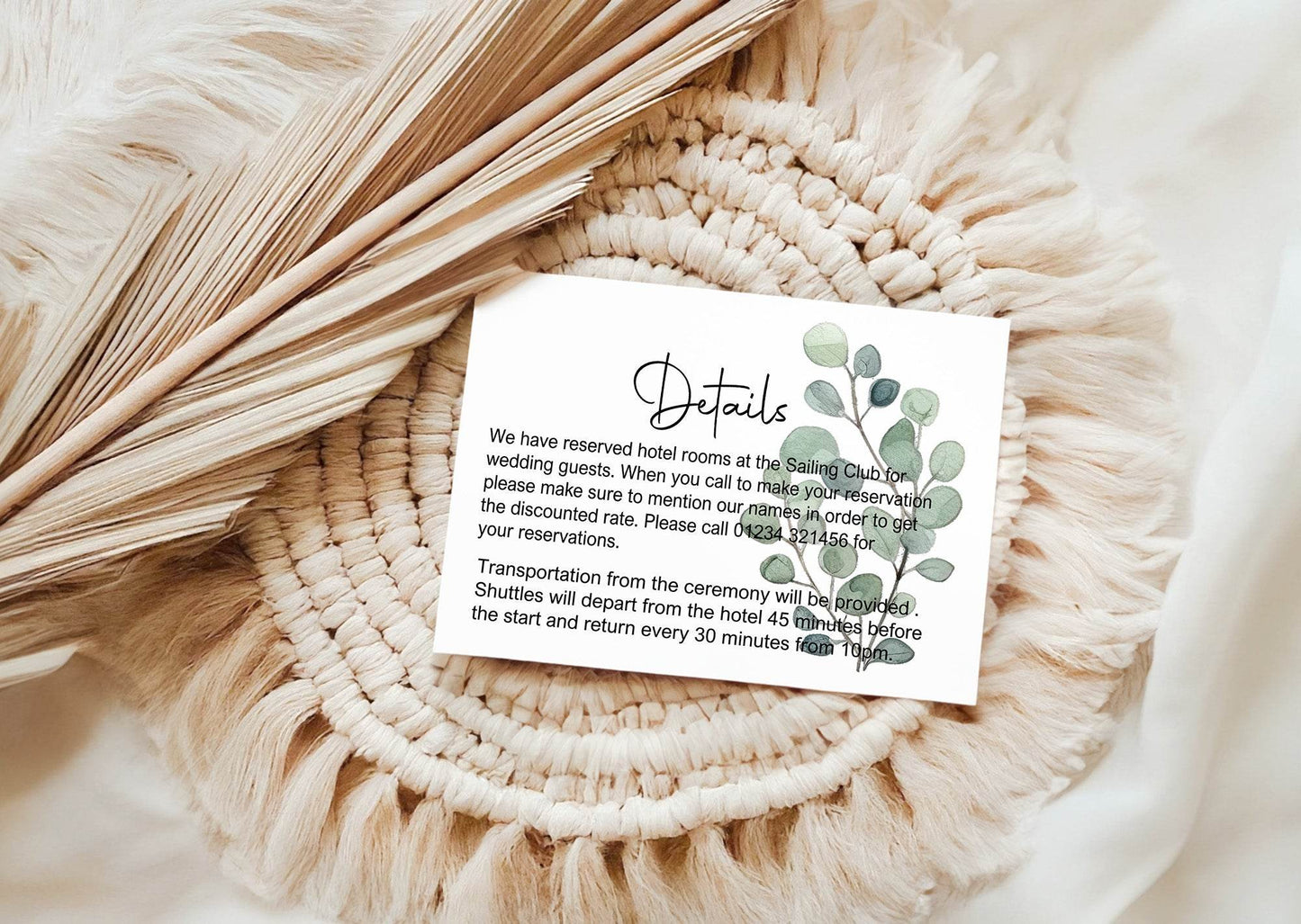 Eucalyptus Wedding Invitations Enclosure Cards | Pack of 10 | A6