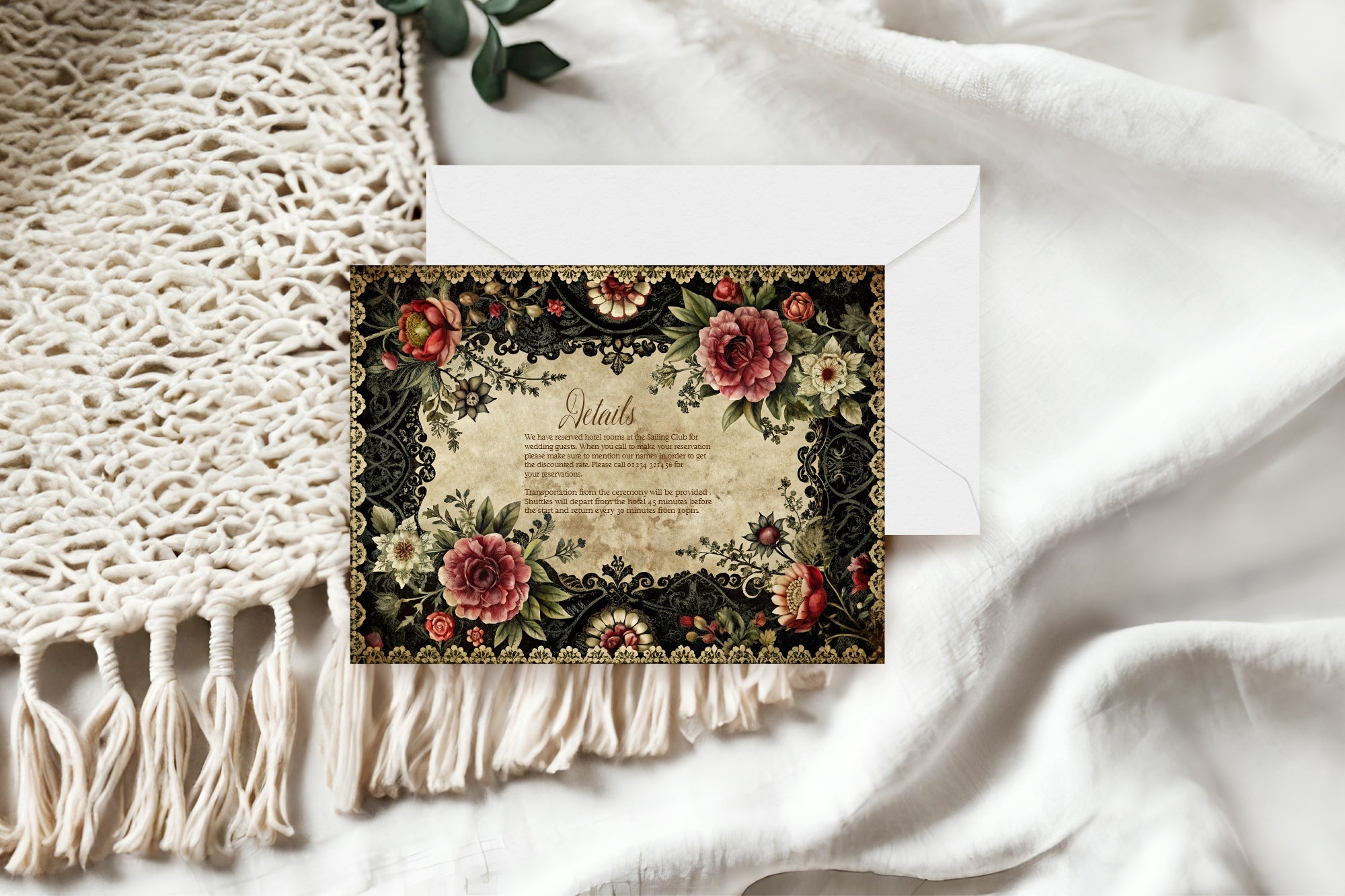 Gothic Floral Wedding Invitation Suite Bundle