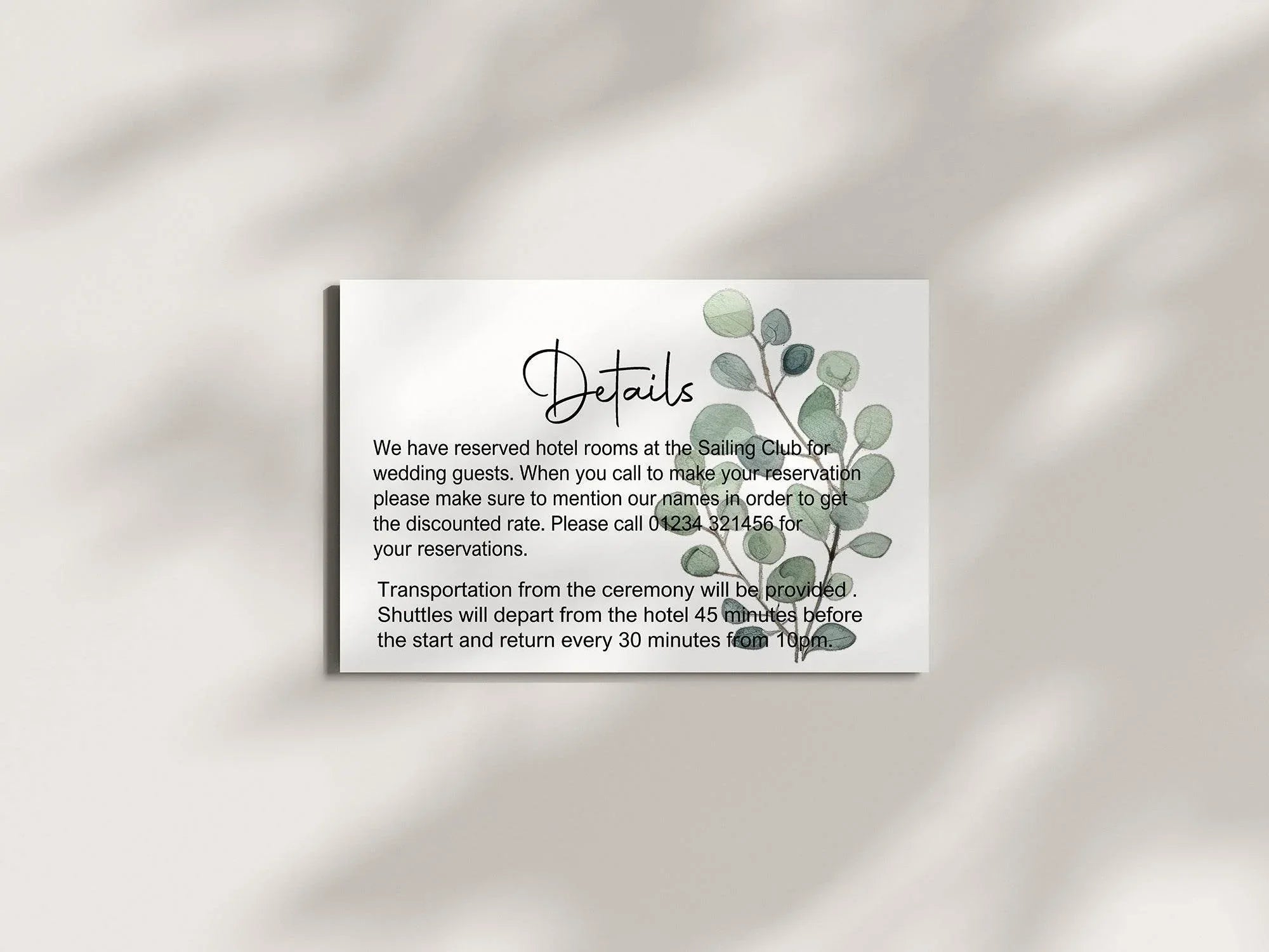 Eucalyptus Wedding Invitations Enclosure Cards | Pack of 10 | A6 - Larosier Prints