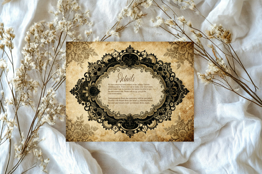 Lace Oval Wedding Party Save The Dates & Envelopes | Pack of 10