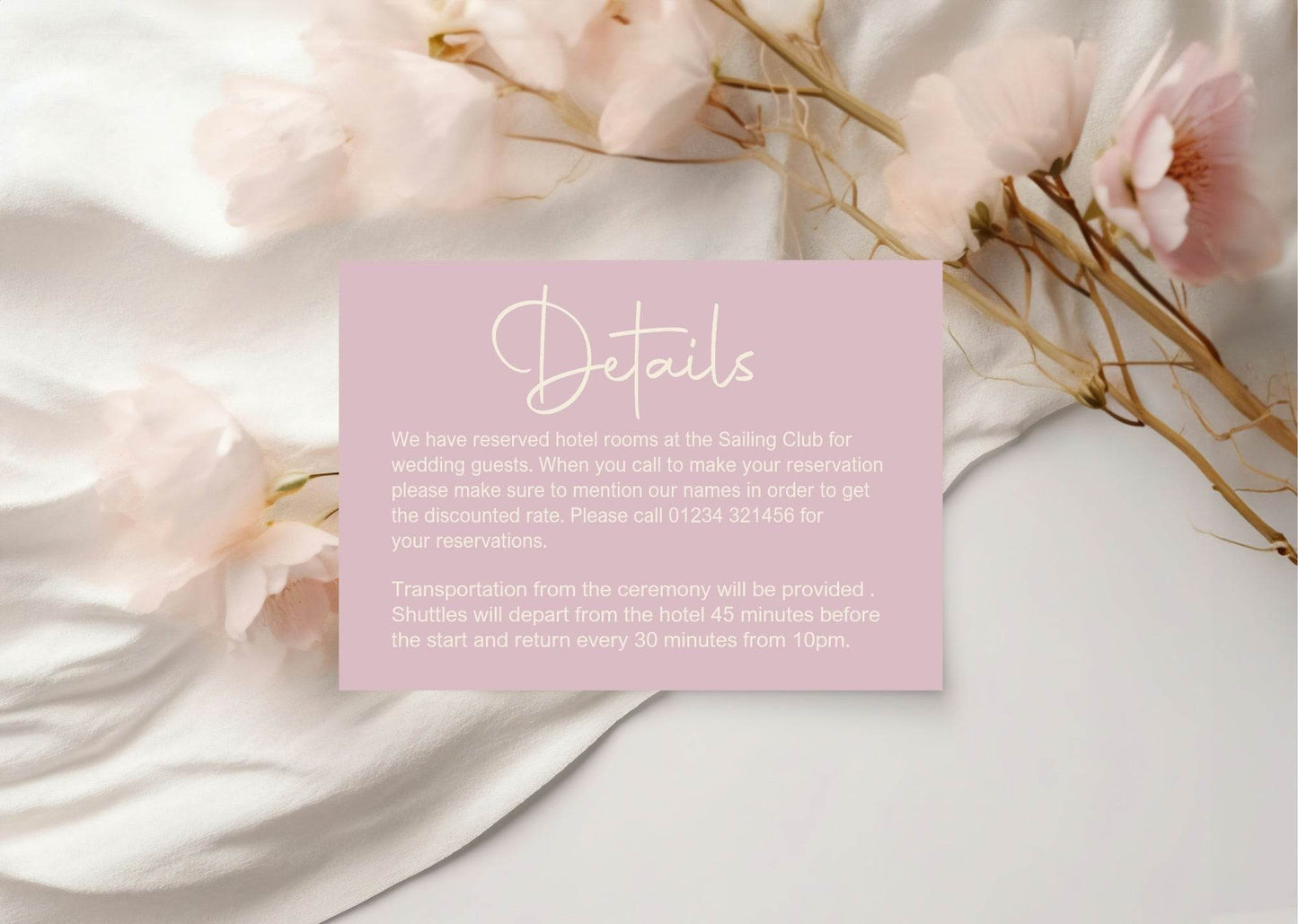 Dusky Pink Wedding Invitations Enclosure Cards | Pack of 10 | A6