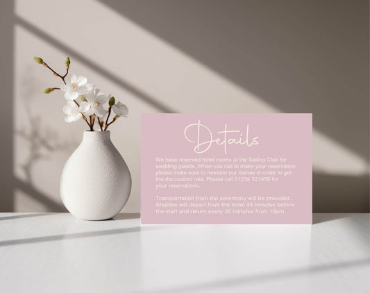 Dusky Pink Wedding Invitations Enclosure Cards | Pack of 10 | A6