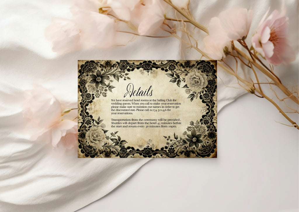 Black Rose Wedding Invitation Suite Bundle