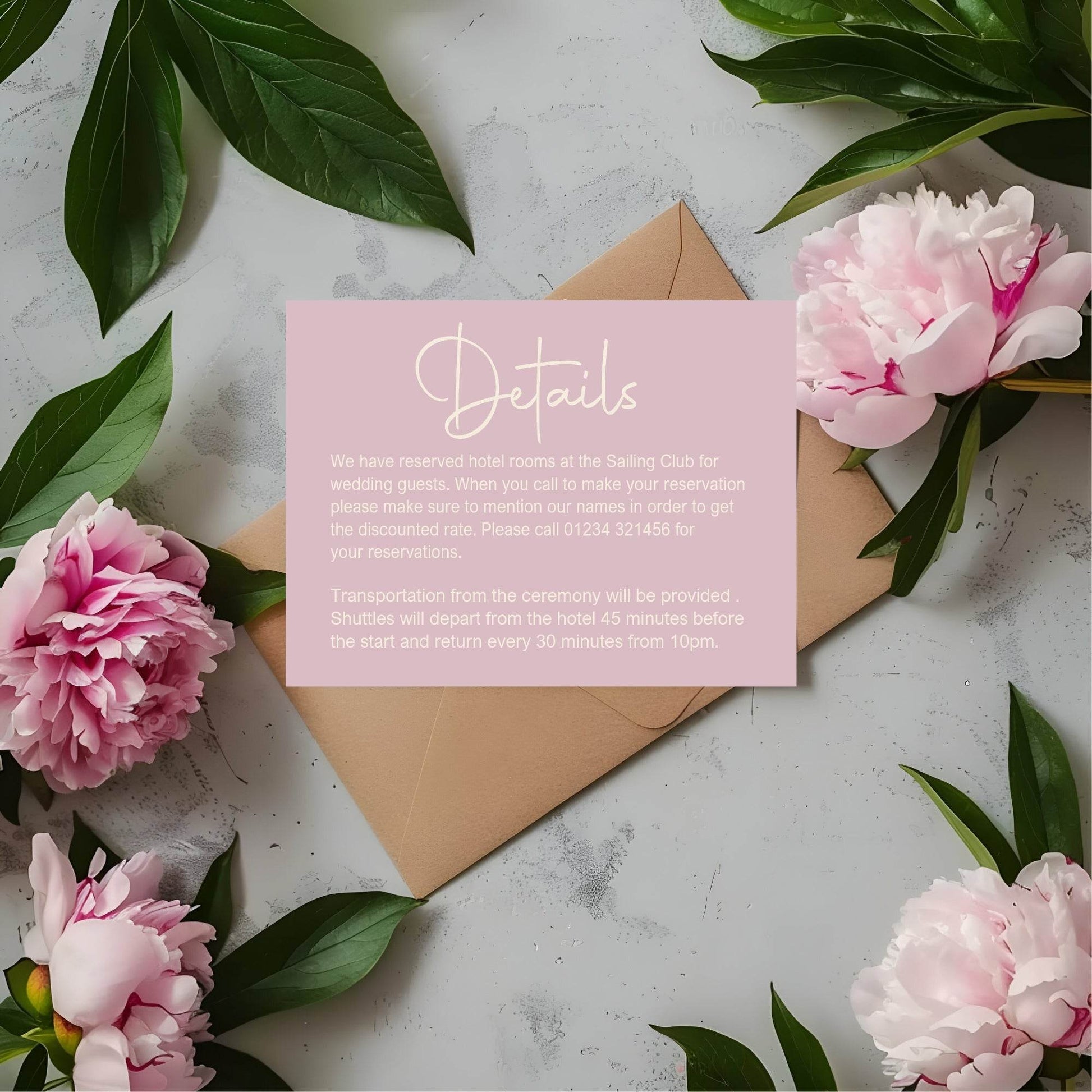 Dusky Pink Wedding Invitations Enclosure Cards | Pack of 10 | A6