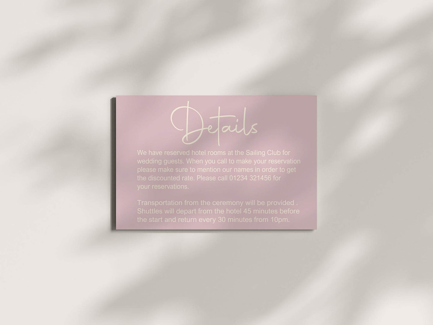 Dusky Pink Wedding Invitations Enclosure Cards | Pack of 10 | A6