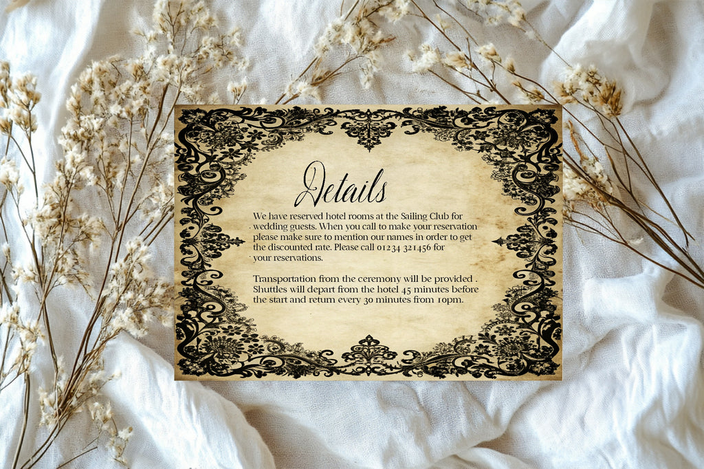 Black Lace Wedding Invitation Suite Bundle