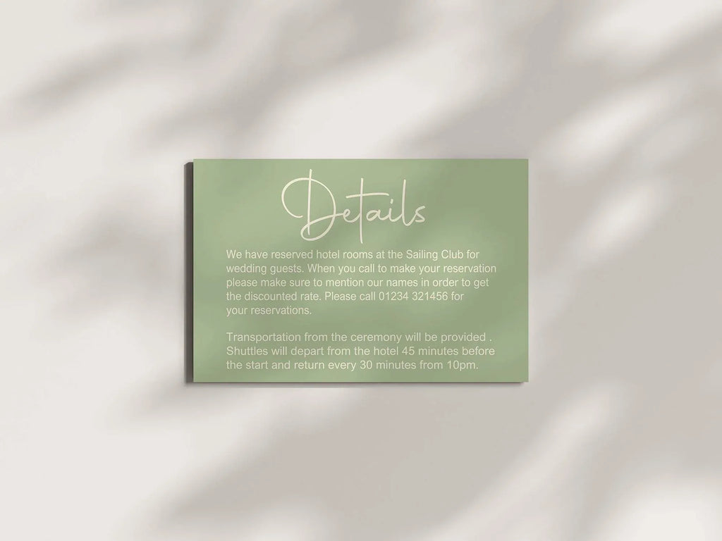 Willow Wedding Invitations Enclosure Cards | Pack of 10 | A6 - Larosier Prints