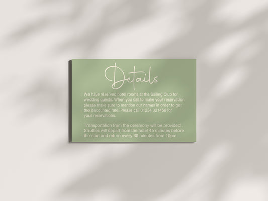 Willow Wedding Invitations Enclosure Cards | Pack of 10 | A6