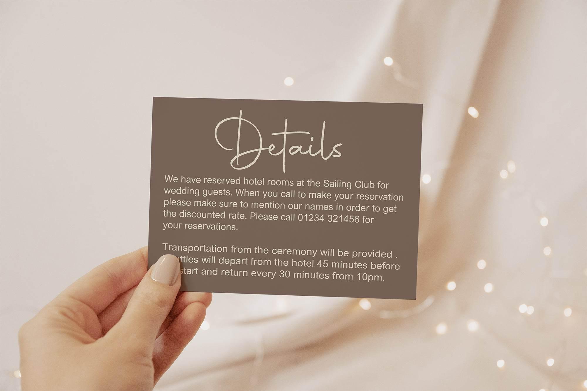 Earth Wedding Invitations Enclosure Cards | Pack of 10 | A6 - Larosier Prints