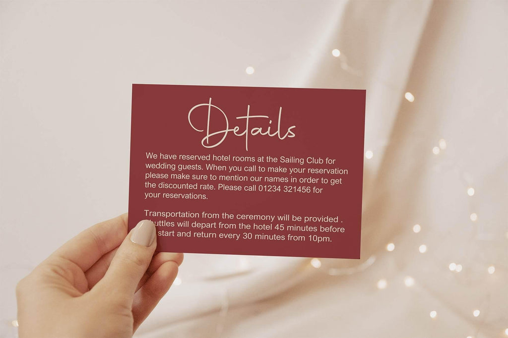 Rosewood Wedding Invitations Enclosure Cards | Pack of 10 | A6 - Larosier Prints