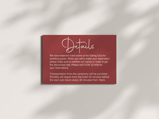 Rosewood Wedding Invitations Enclosure Cards | Pack of 10 | A6