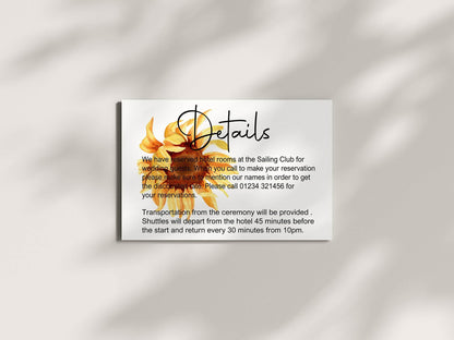 Sunflower Wedding Invitations Enclosure Cards | Pack of 10 | A6
