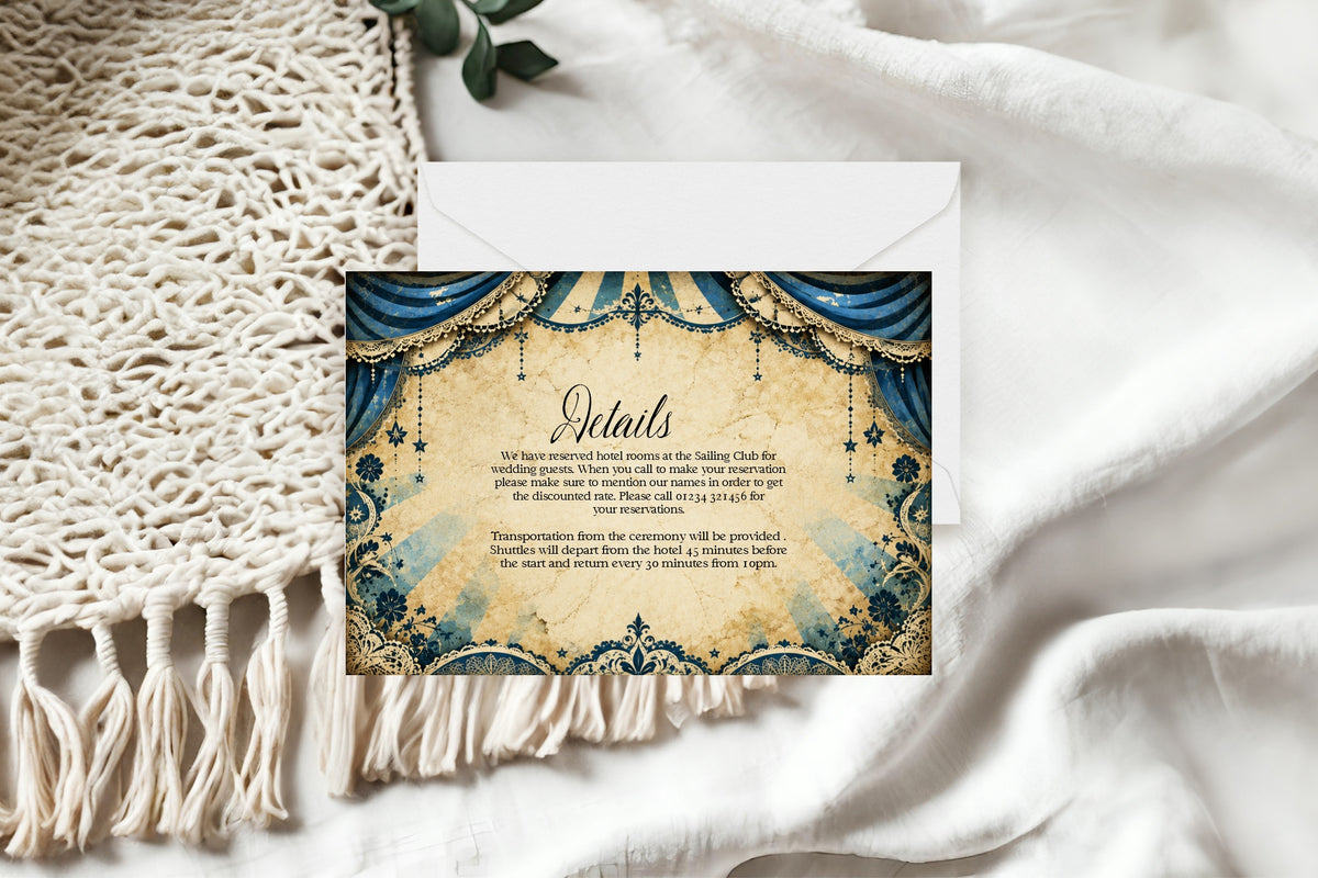 Gothic Circus Wedding Invitation Suite | RSVP & Details Cards