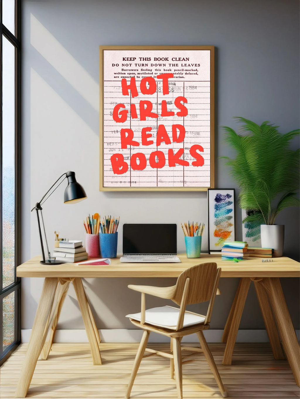 Hot Girls Read Books Print | Quote Wall Art | Modern Typography - Larosier Prints