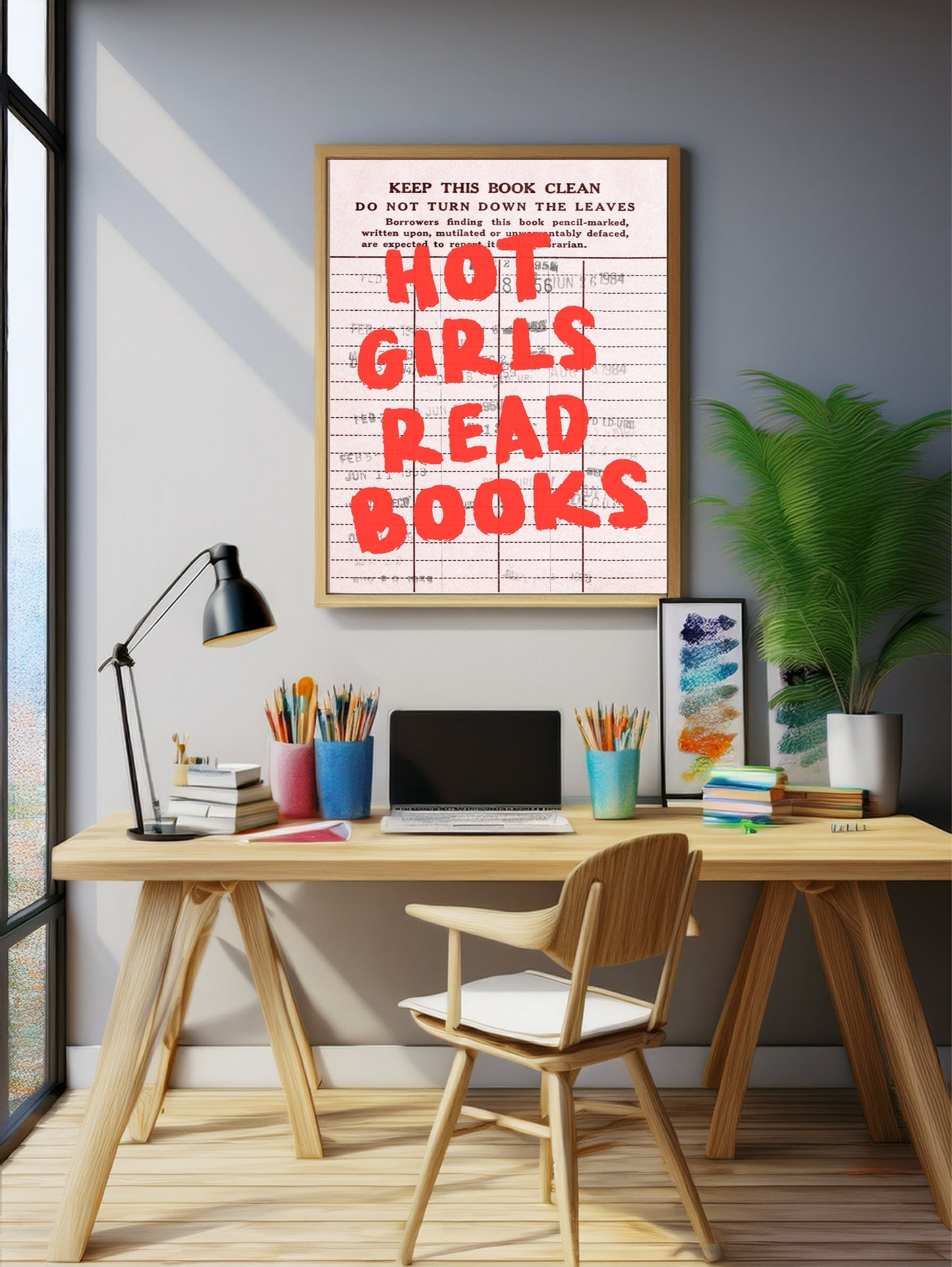 Hot Girls Read Books Print | Quote Wall Art | Modern Typography