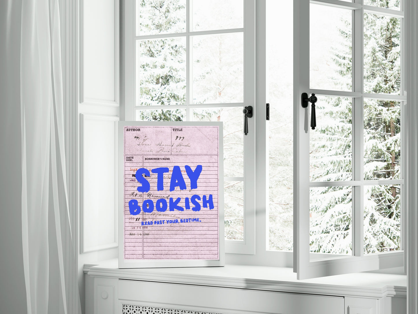 Stay Bookish Read Past Your Bedtime Print | Quote Wall Art | Modern Typography