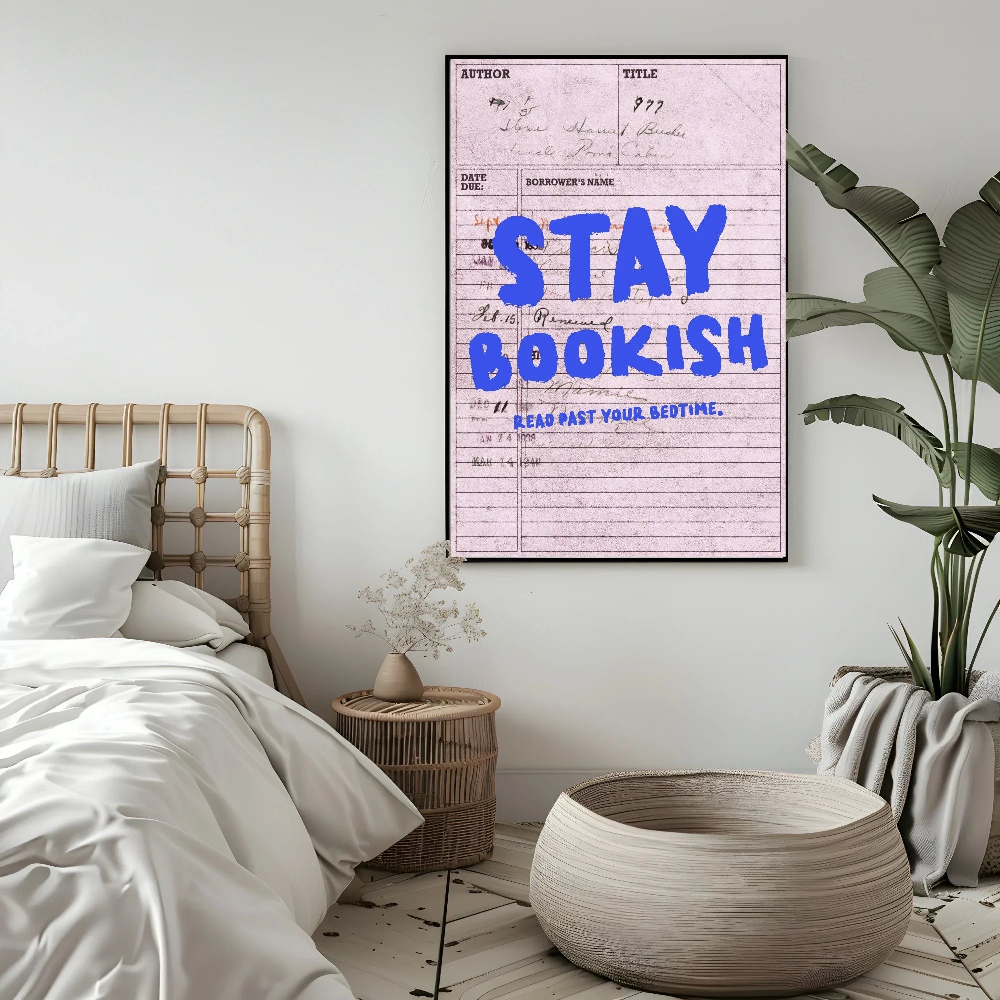 Stay Bookish Read Past Your Bedtime Print | Quote Wall Art | Modern Typography - Larosier Prints