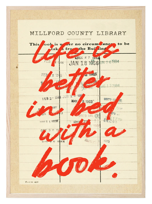 Life Is Better in Bed with a Book Print | Reading Quote Wall Art | Typography