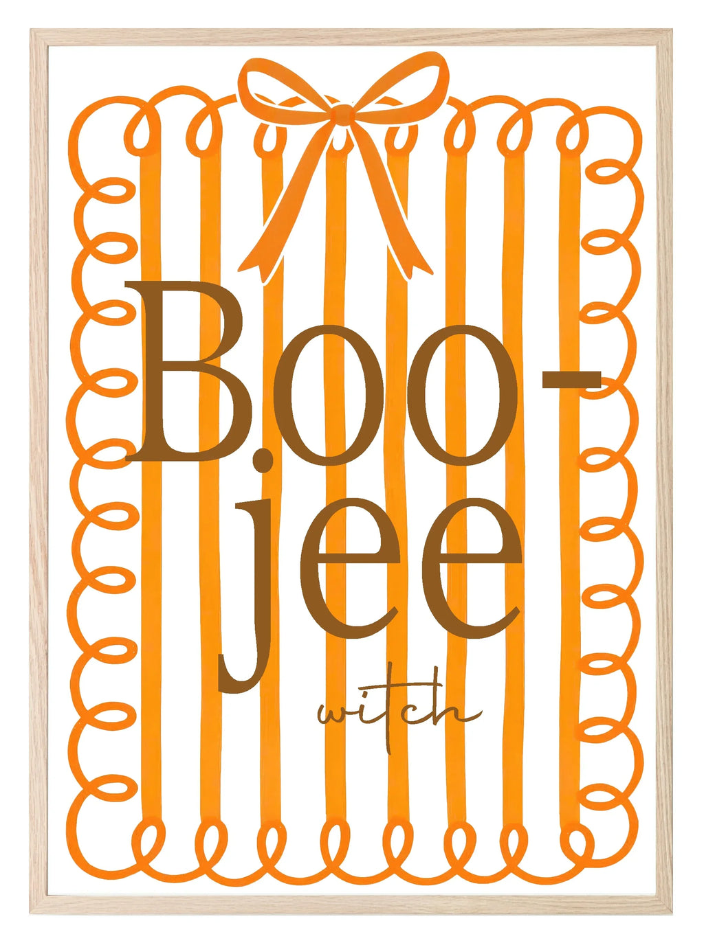Boojee Witch Print | Orange Stripes | Fun Halloween Wall Art - Larosier Prints
