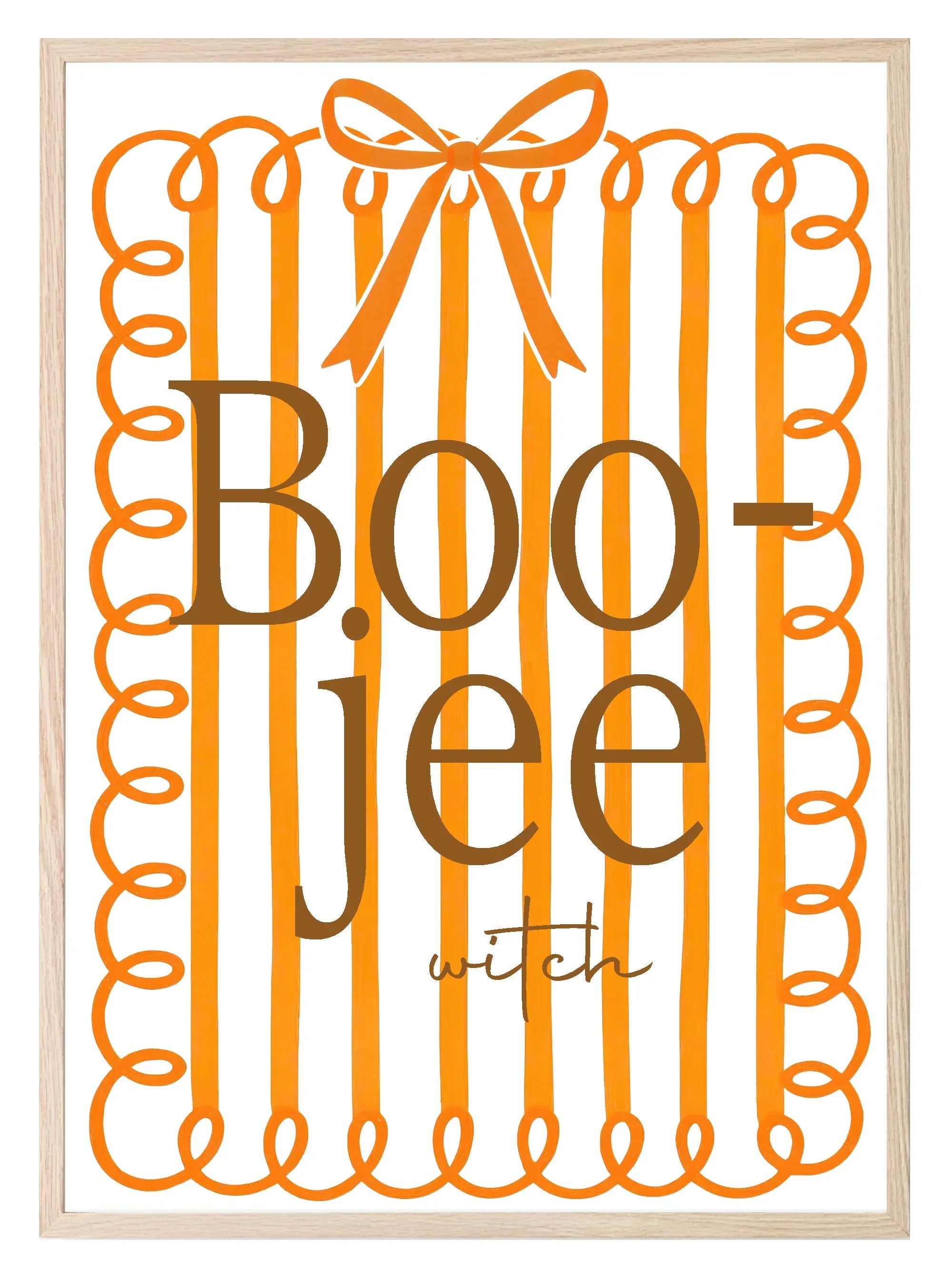 Boojee Witch Print | Orange Stripes | Fun Halloween Wall Art - Larosier Prints
