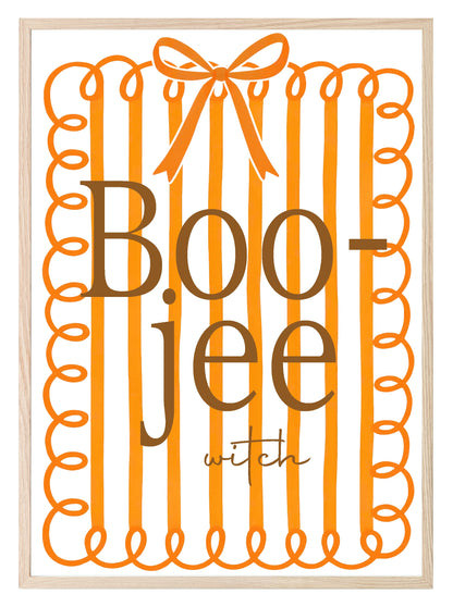 Boojee Witch Print | Orange Stripes | Fun Halloween Wall Art