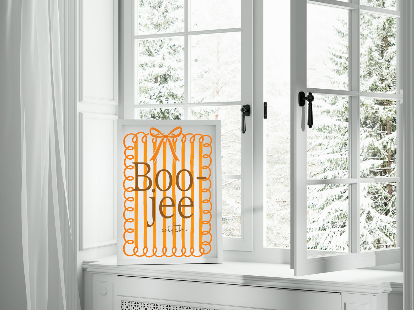 Boojee Witch Print | Orange Stripes | Fun Halloween Wall Art