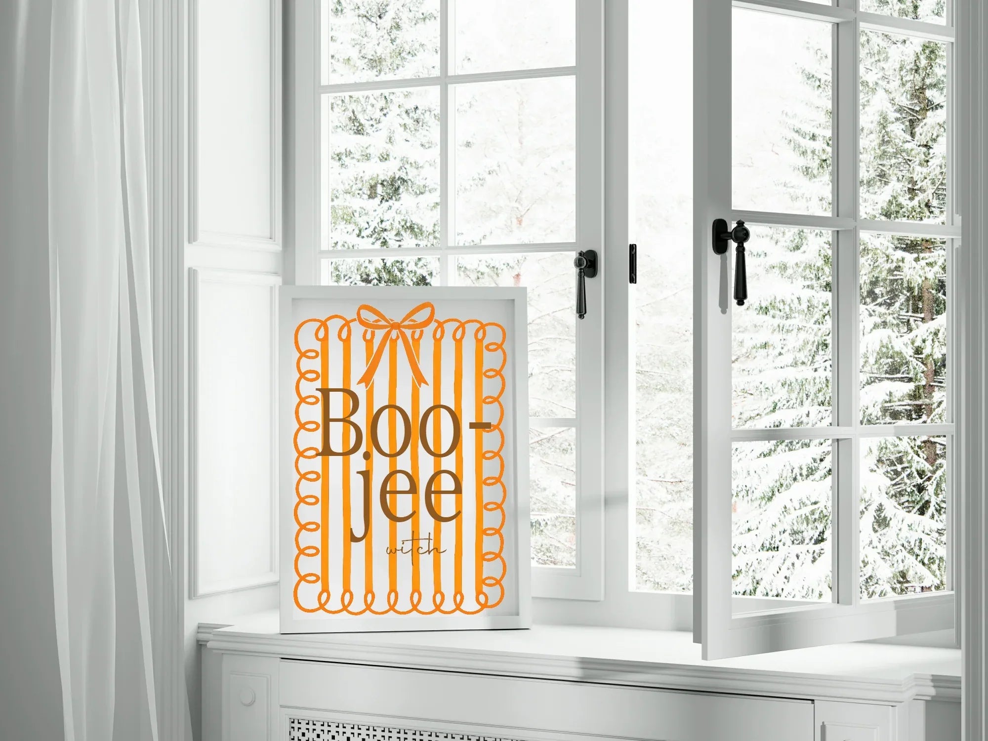 Boojee Witch Print | Orange Stripes | Fun Halloween Wall Art - Larosier Prints