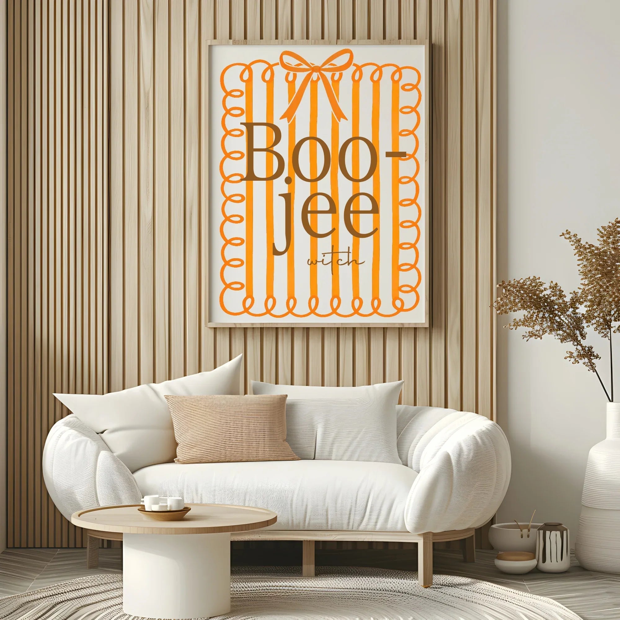 Boojee Witch Print | Orange Stripes | Fun Halloween Wall Art - Larosier Prints