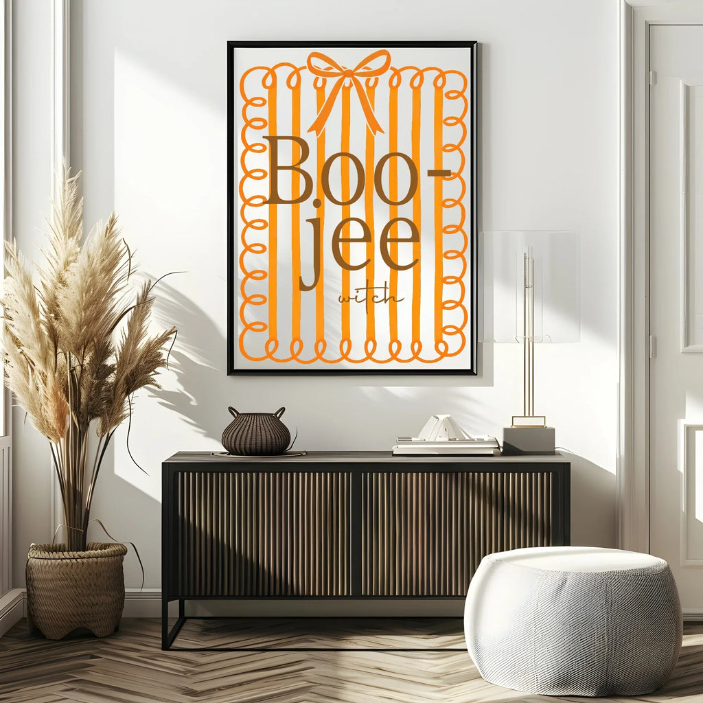 Boojee Witch Print | Orange Stripes | Fun Halloween Wall Art - Larosier Prints