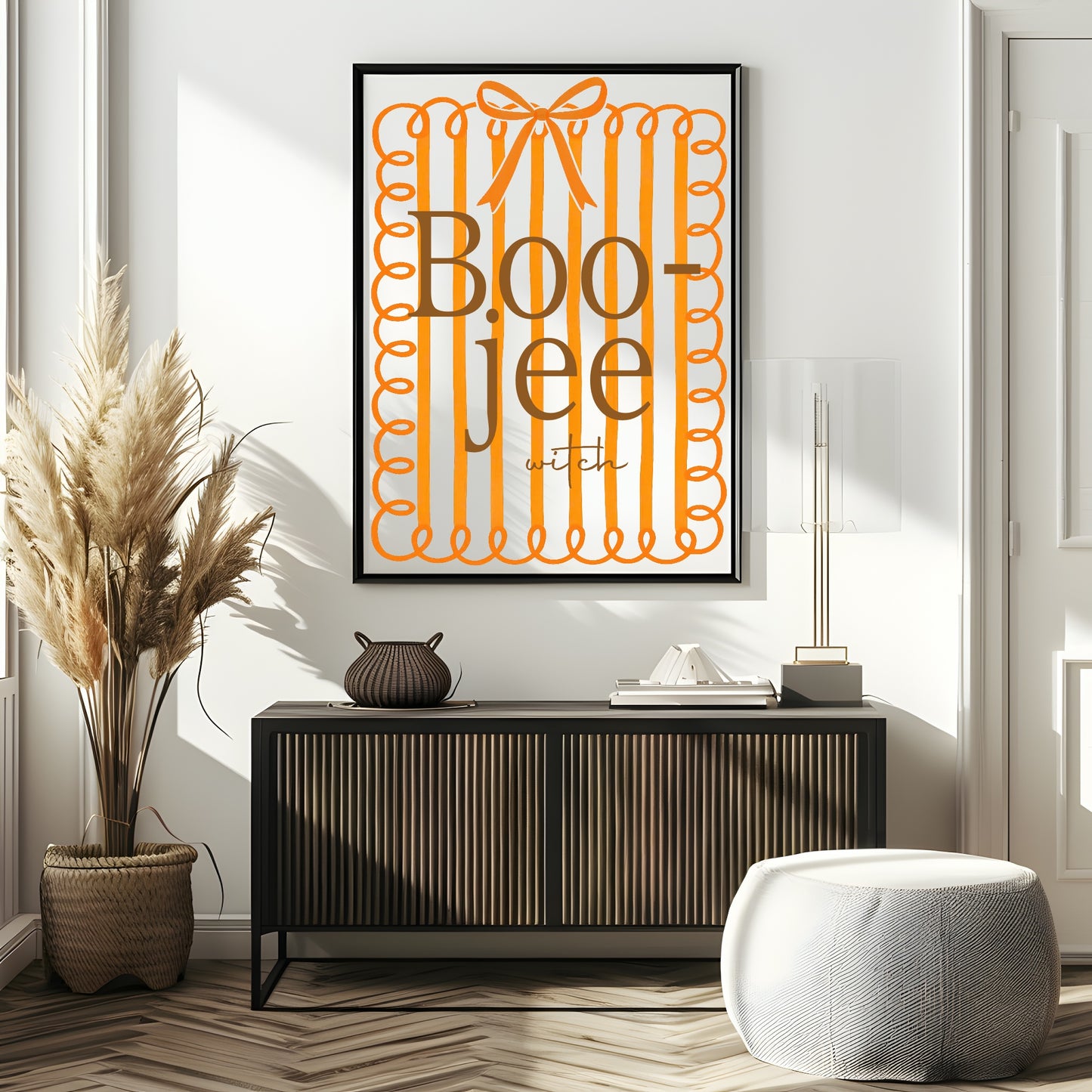 Boojee Witch Print | Orange Stripes | Fun Halloween Wall Art
