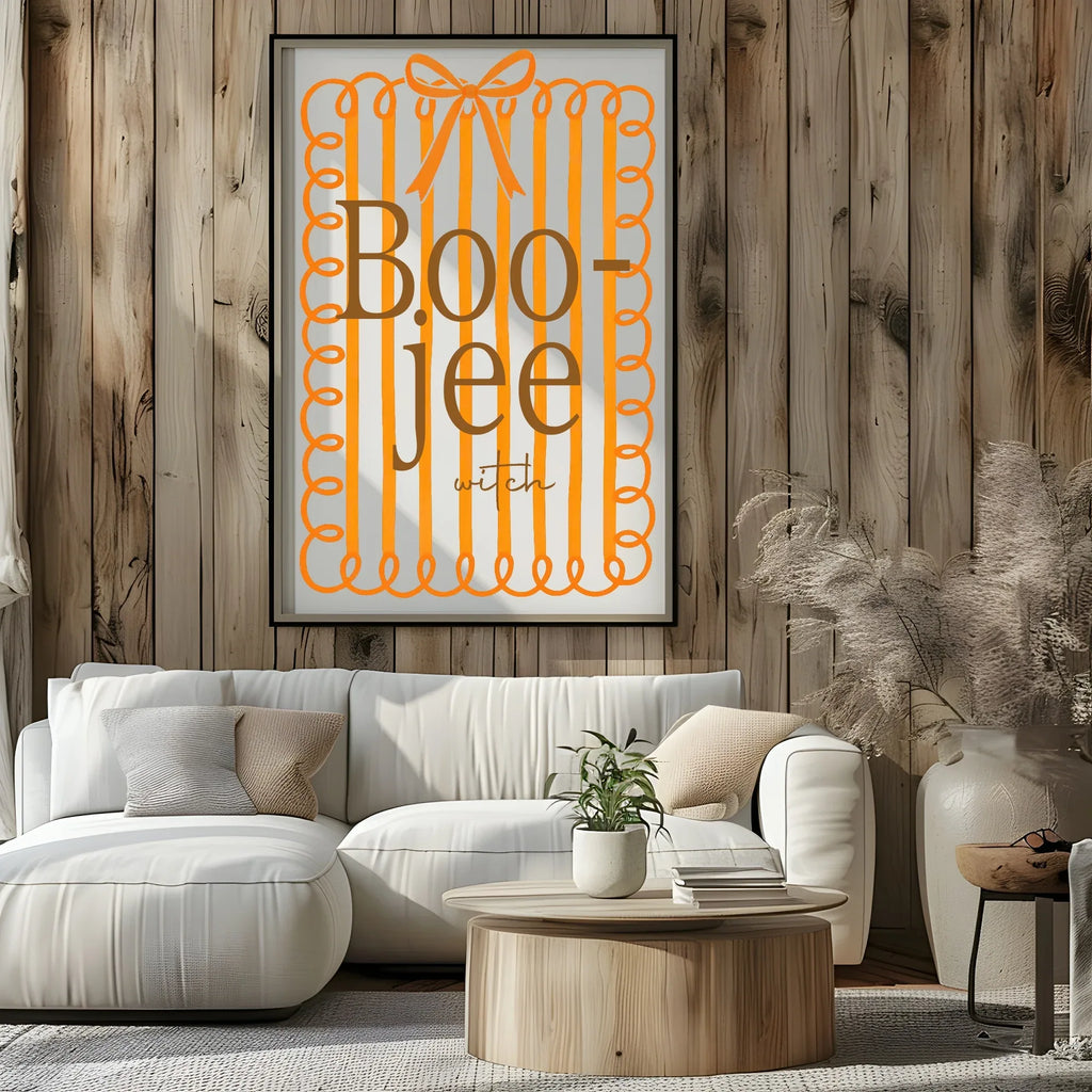 Boojee Witch Print | Orange Stripes | Fun Halloween Wall Art - Larosier Prints