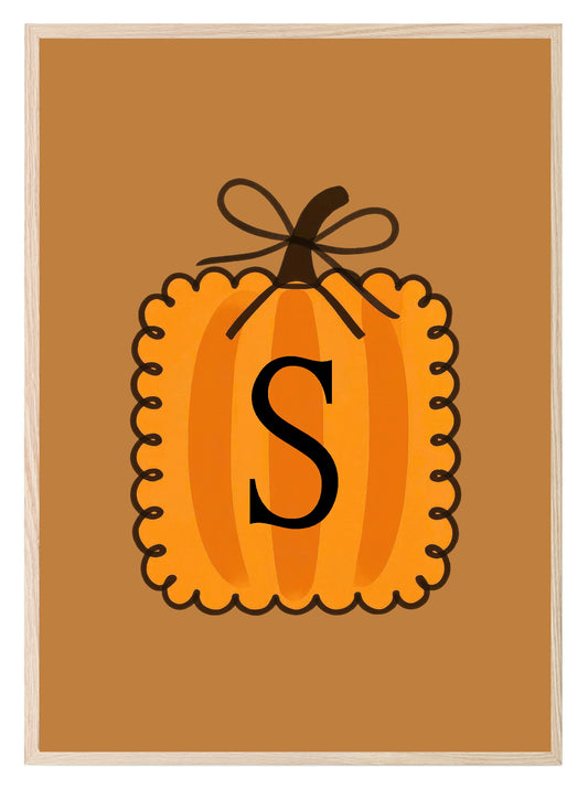 Personalised Pumpkin Initial Print | Custom Halloween Wall Art