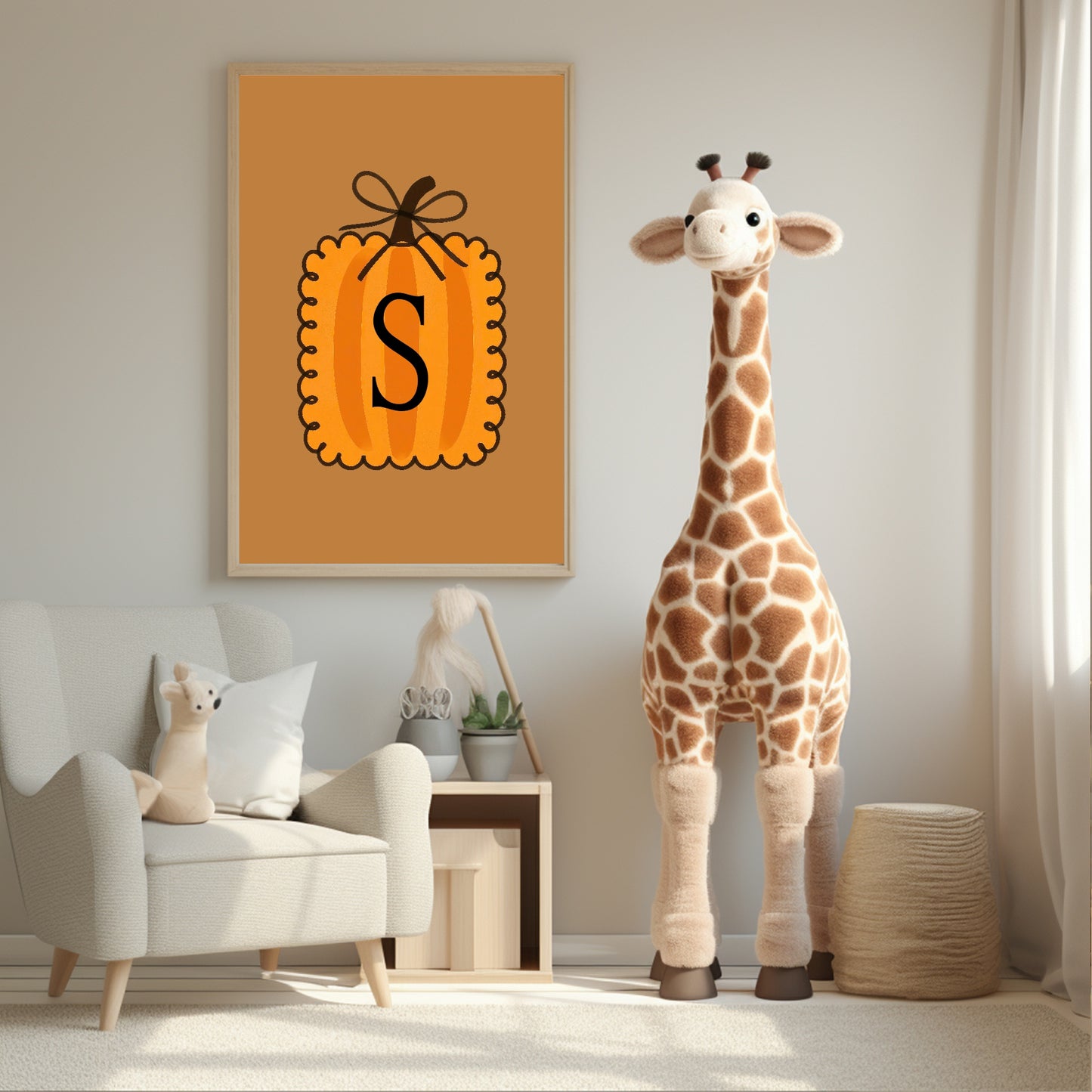 Personalised Pumpkin Initial Print | Custom Halloween Wall Art