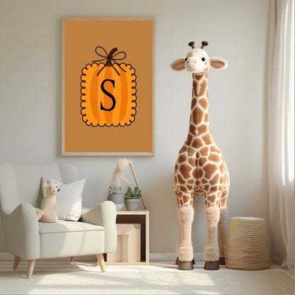 Personalised Pumpkin Initial Print | Custom Halloween Wall Art