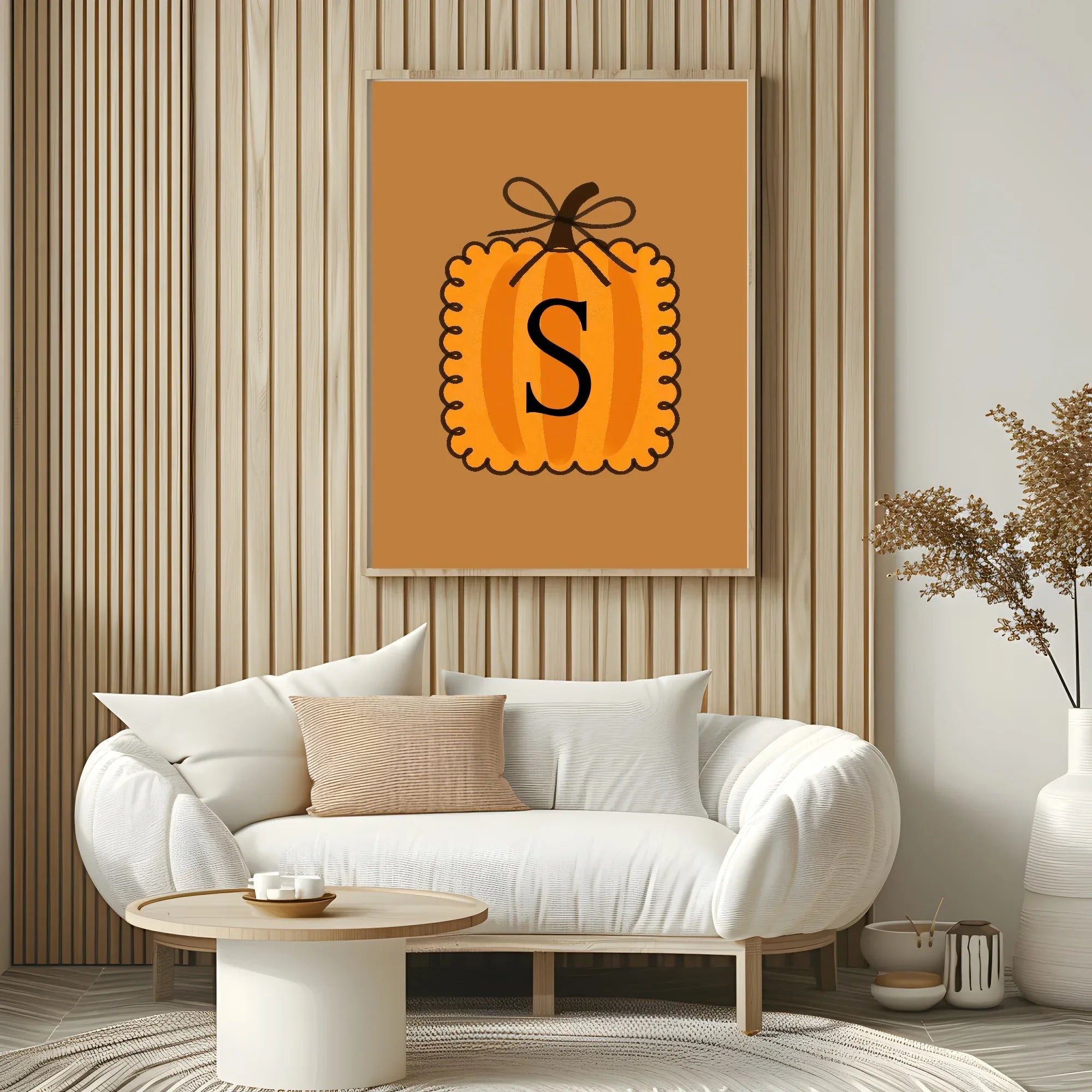 Personalised Pumpkin Initial Print | Custom Halloween Wall Art - Larosier Prints