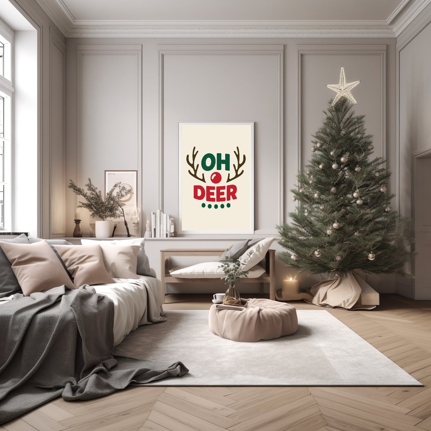 Oh Deer Print | Fun Christmas Wall Art