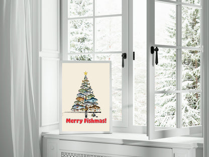 Merry Fishmas Print | Fun Christmas Wall Art