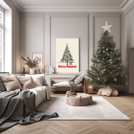 Merry Fishmas Print | Fun Christmas Wall Art