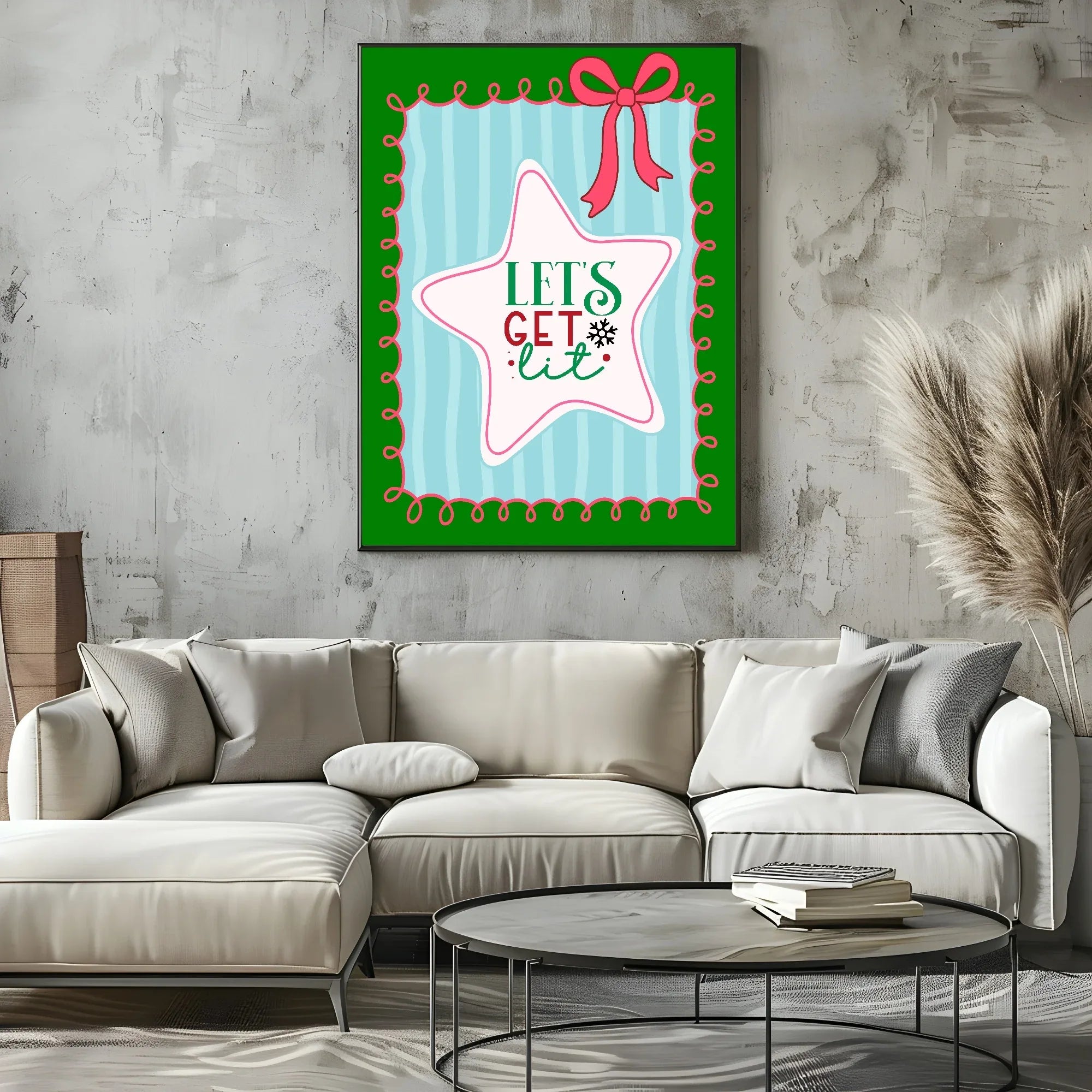 Let's Get Lit Print | Cute Christmas Wall Art - Larosier Prints