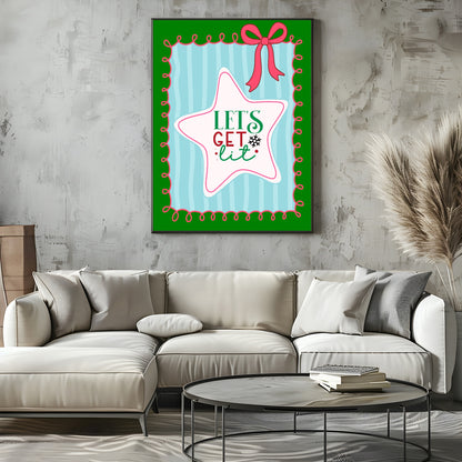 Let's Get Lit Print | Cute Christmas Wall Art