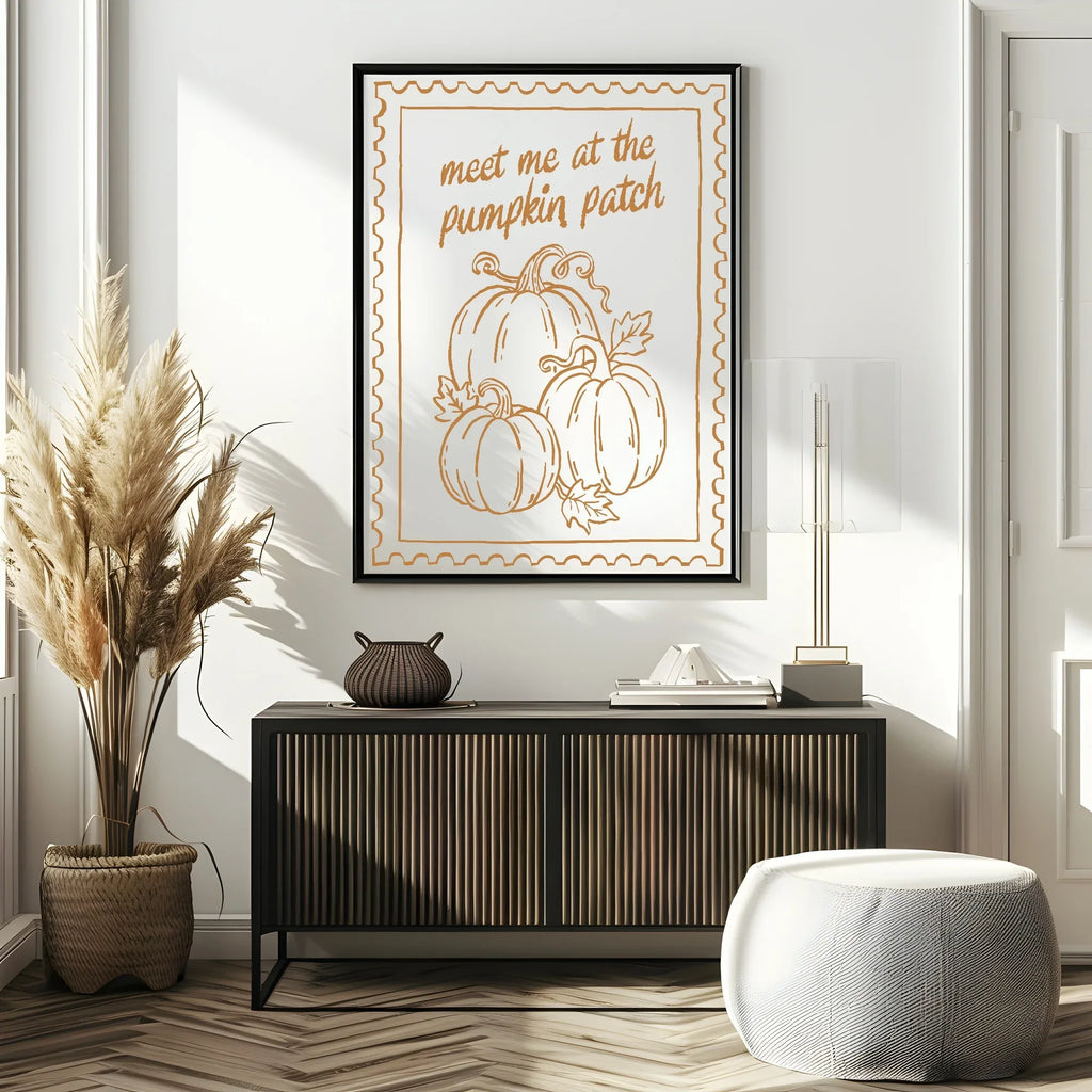 Meet Me At The Pumpkin Patch Print | Autumnal Home Wall Art - Larosier Prints
